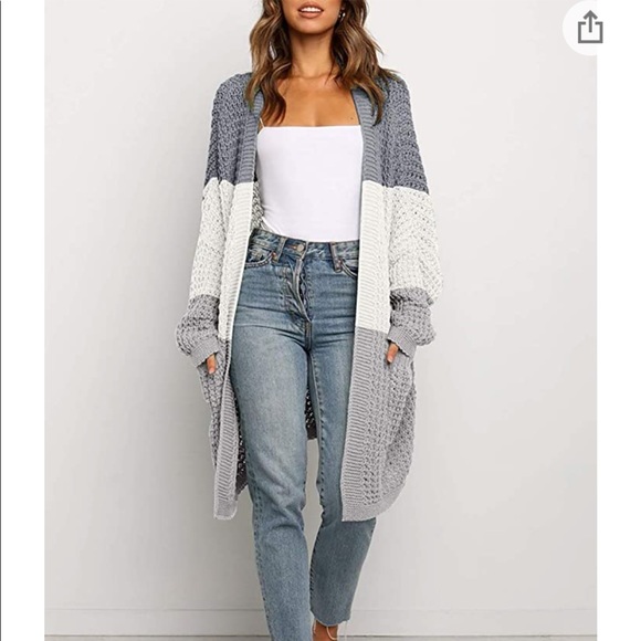 Sweaters - 🆕 Blue/Grey/White Colorblock Cardigan